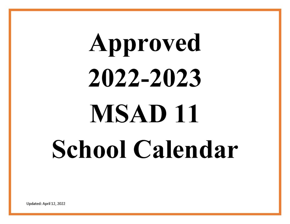 2022-2023 MSAD 11 School Calendar
