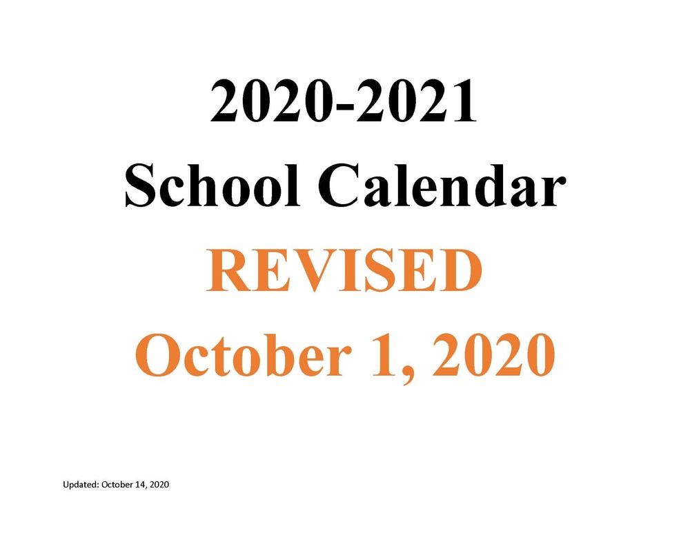 MSAD 11 2020-2021 School Calendar Revised 10/1/2020 (Click here for