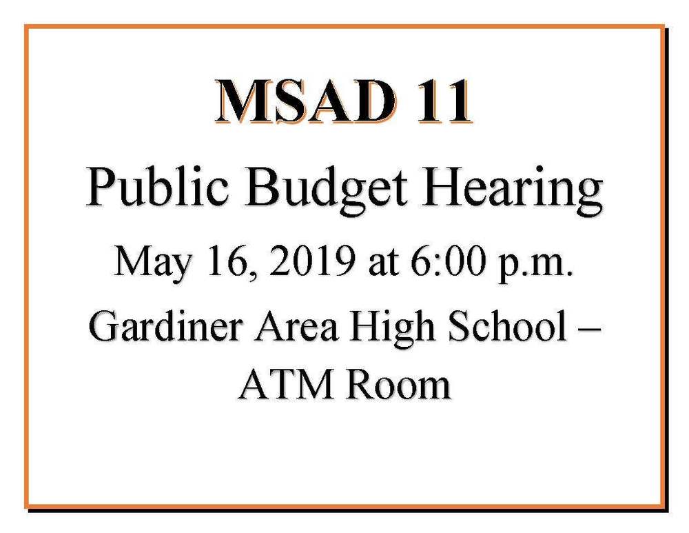 MSAD 11 Public Budget Hearing - May 16, 2019