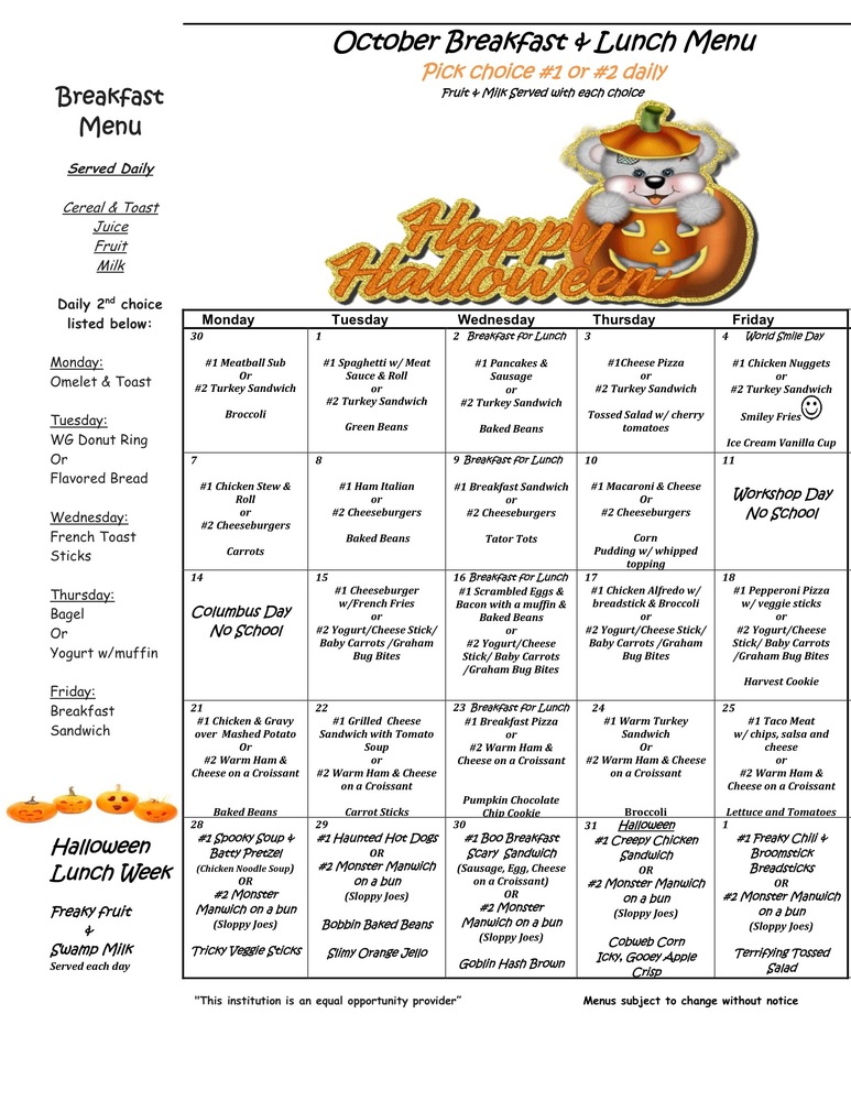 October Menu