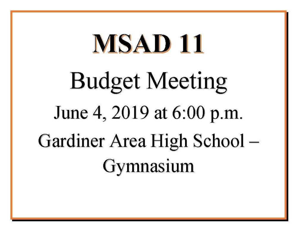 MSAD 11 Budget Meeting June 4, 2019