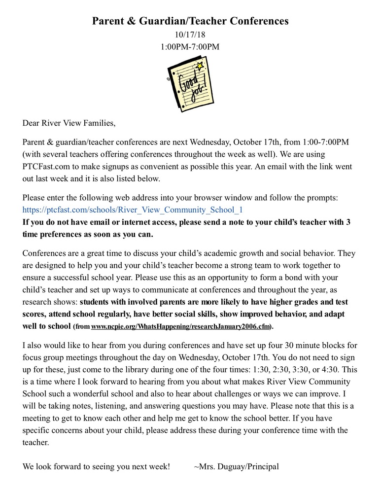 News from Principal Duguay