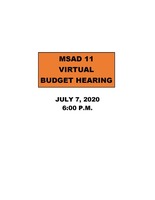 MSAD 11 Virtual Budget Hearing