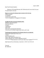 Mr. Estabrook's Supply List