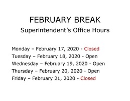 Superintendent's Office Hours