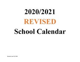 REVISED MSAD 11 2020-2021 School Calendar