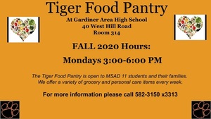 Tiger Food Pantry ~Fall 2020 Hours~